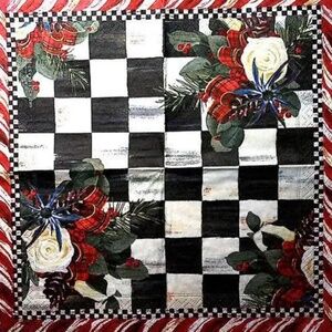 MacKenzie-Childs Scottish Bouquet paper cocktail napkins.